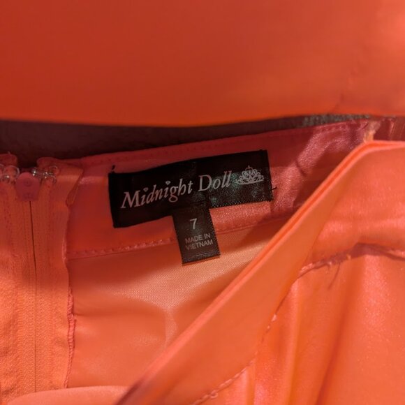 NWT- Midnight Doll 2-Piece Formal Dress – Neon Orange Satin – Size 7 ✨🧡 - Picture 4 of 7